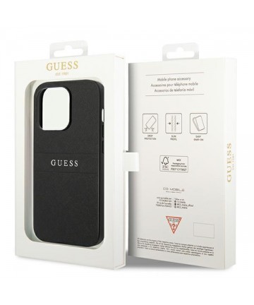 Guess Saffiano Strap Case for iPhone 14 Pro - Black