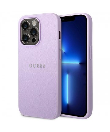 Guess Saffiano Strap Case for iPhone 14 Pro - Purple