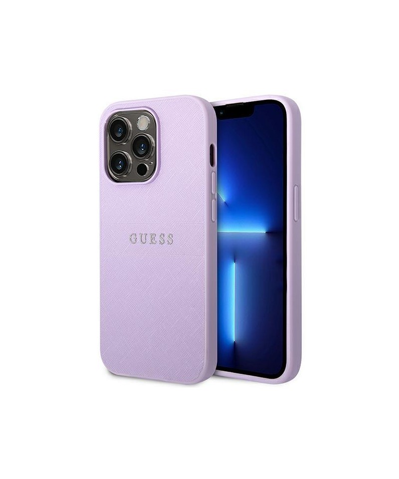 Guess Saffiano Strap Case for iPhone 14 Pro - Purple
