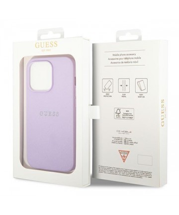 Guess Saffiano Strap Case for iPhone 14 Pro - Purple