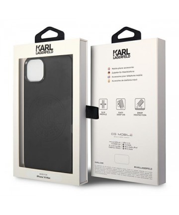 Karl Lagerfeld Leather Perforated Logo Case for iPhone 14 Plus - Black