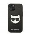 Karl Lagerfeld Saffiano Choupette Head Patch Case for iPhone 14 Plus - Black