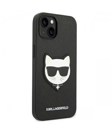 Karl Lagerfeld Saffiano Choupette Head Patch Case for iPhone 14 Plus - Black