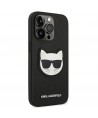 Karl Lagerfeld Saffiano Choupette Head Patch Case for iPhone 14 Pro - Black