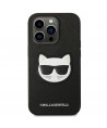 Karl Lagerfeld Saffiano Choupette Head Patch Case for iPhone 14 Pro Max - Black