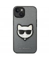 Karl Lagerfeld Saffiano Choupette Head Patch case for iPhone 14 Plus - silver