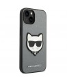 Karl Lagerfeld Saffiano Choupette Head Patch case for iPhone 14 Plus - silver