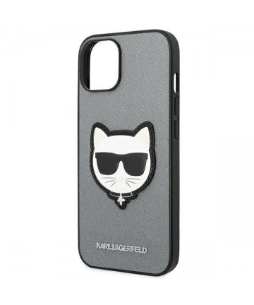 Karl Lagerfeld Saffiano Choupette Head Patch case for iPhone 14 Plus - silver
