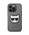 Karl Lagerfeld Saffiano Choupette Head Patch case for iPhone 14 Pro Max - silver