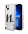 Karl Lagerfeld Liquid Glitter Big KL case for iPhone 14 - silver