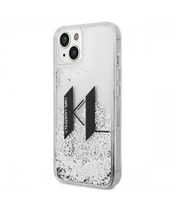Karl Lagerfeld Liquid Glitter Big KL case for iPhone 14 - silver