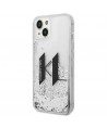 Karl Lagerfeld Liquid Glitter Big KL case for iPhone 14 - silver