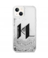 Karl Lagerfeld Liquid Glitter Big KL case for iPhone 14 - silver