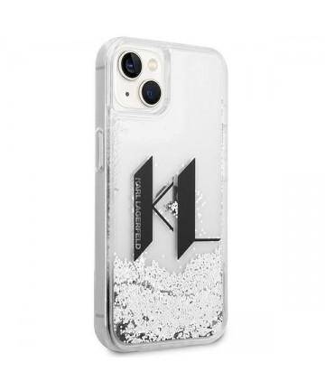 Karl Lagerfeld Liquid Glitter Big KL case for iPhone 14 - silver