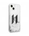 Karl Lagerfeld Liquid Glitter Big KL case for iPhone 14 - silver