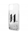 Karl Lagerfeld Liquid Glitter Big KL case for iPhone 14 - silver