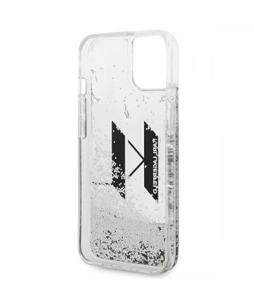 Karl Lagerfeld Liquid Glitter Big KL case for iPhone 14 - silver