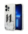 Karl Lagerfeld Liquid Glitter Big KL case for iPhone 14 Pro - silver