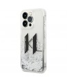Karl Lagerfeld Liquid Glitter Big KL case for iPhone 14 Pro - silver