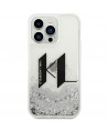 Karl Lagerfeld Liquid Glitter Big KL case for iPhone 14 Pro - silver