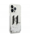 Karl Lagerfeld Liquid Glitter Big KL case for iPhone 14 Pro - silver
