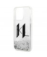 Karl Lagerfeld Liquid Glitter Big KL case for iPhone 14 Pro - silver