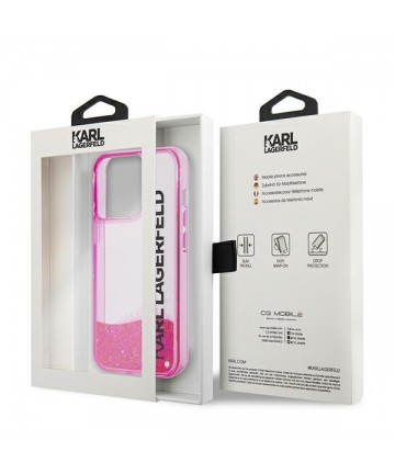 Karl Lagerfeld Liquid Glitter Elong Case for iPhone 14 Pro - Pink