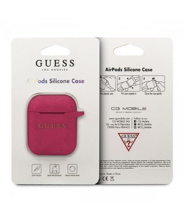 Guess GUACCSILGLFU AirPods cover fuchsia / fuchsia Silicone Glitter