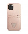 Guess GUHCP13MPSATPP iPhone 13 6.1 "pink / pink hardcase SaffianoTriangle Logo Cardslot
