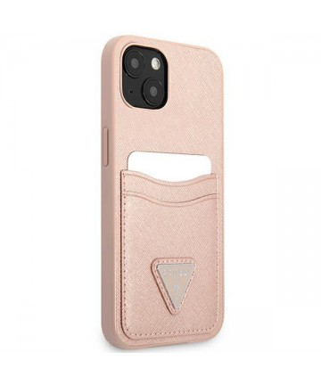 Guess GUHCP13MPSATPP iPhone 13 6.1 "pink / pink hardcase SaffianoTriangle Logo Cardslot
