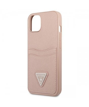 Guess GUHCP13MPSATPP iPhone 13 6.1 "pink / pink hardcase SaffianoTriangle Logo Cardslot