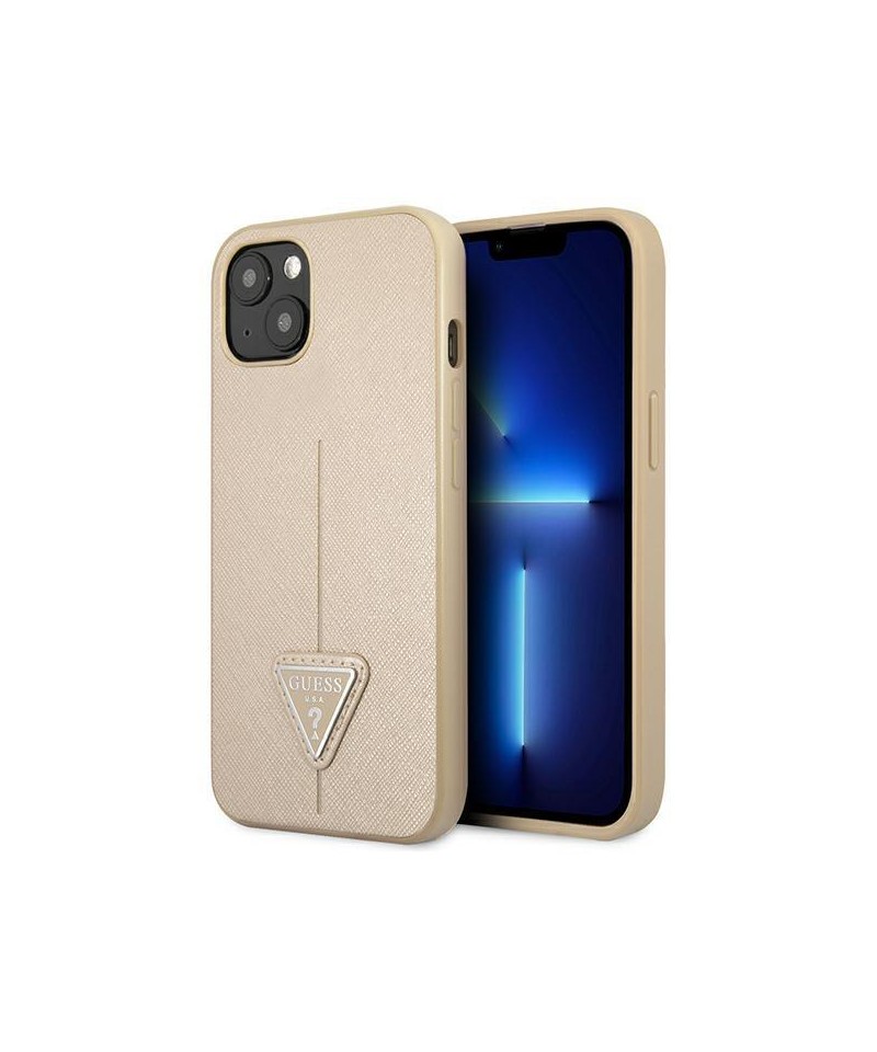 Guess GUHCP13SPSATLE iPhone 13 mini 5,4 "beige / beige hardcase SaffianoTriangle Logo