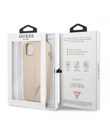 Guess GUHCP13SPSATLE iPhone 13 mini 5,4 "beige / beige hardcase SaffianoTriangle Logo