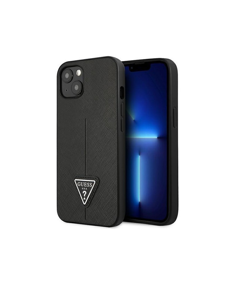 Guess GUHCP13SPSATLK iPhone 13 mini 5,4 "black / black hardcase SaffianoTriangle Logo