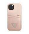 Guess GUHCP13SPSATPP iPhone 13 mini 5,4 "pink / pink hardcase SaffianoTriangle Logo Cardslot
