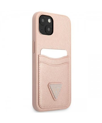 Guess GUHCP13SPSATPP iPhone 13 mini 5,4 "pink / pink hardcase SaffianoTriangle Logo Cardslot