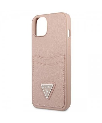 Guess GUHCP13SPSATPP iPhone 13 mini 5,4 "pink / pink hardcase SaffianoTriangle Logo Cardslot