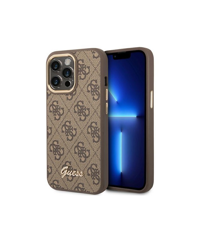 Guess GUHCP14LHG4SHW iPhone 14 Pro 6.1 "brown / brown hard case 4G Vintage Gold Logo