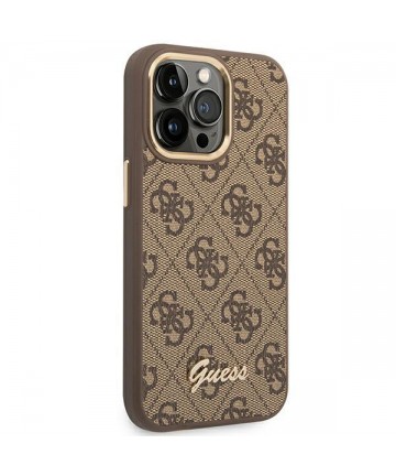 Guess GUHCP14LHG4SHW iPhone 14 Pro 6.1 "brown / brown hard case 4G Vintage Gold Logo