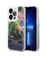 Guess GUHCP14LLFLSB iPhone 14 Pro 6.1 "blue / blue hardcase Flower Liquid Glitter
