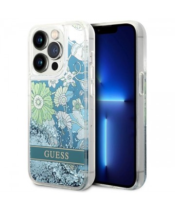 Guess GUHCP14LLFLSN iPhone 14 Pro 6.1" green/green hardcase Flower Liquid Glitter