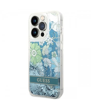Guess GUHCP14LLFLSN iPhone 14 Pro 6.1" green/green hardcase Flower Liquid Glitter