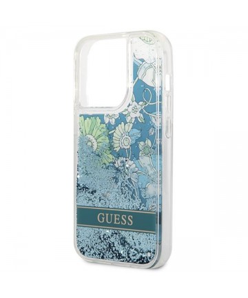 Guess GUHCP14LLFLSN iPhone 14 Pro 6.1" green/green hardcase Flower Liquid Glitter