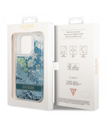 Guess GUHCP14LLFLSN iPhone 14 Pro 6.1" green/green hardcase Flower Liquid Glitter