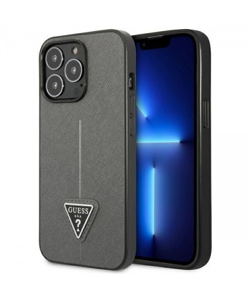 Guess GUHCP14LPSATLG iPhone 14 Pro 6.1 "silver / silver hardcase SaffianoTriangle Logo