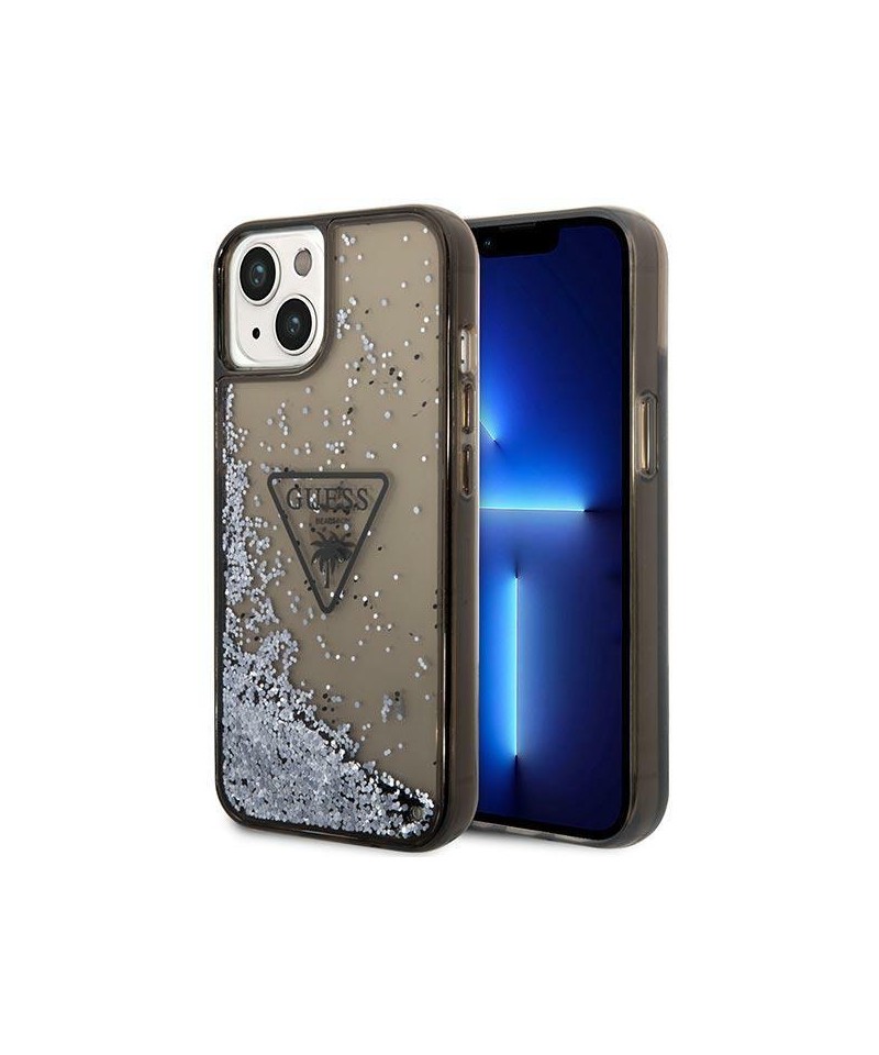 Guess GUHCP14MLFCTPK iPhone 14 Plus 6.7" black/black hardcase Liquid Glitter Palm Collection