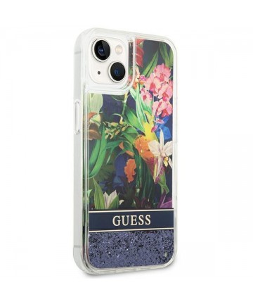 Guess GUHCP14MLFLSB iPhone 14 Plus 6.7 "blue / blue hardcase Flower Liquid Glitter