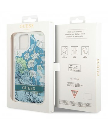 Guess GUHCP14MLFLSN iPhone 14 Plus 6.7 "green / green hardcase Flower Liquid Glitter