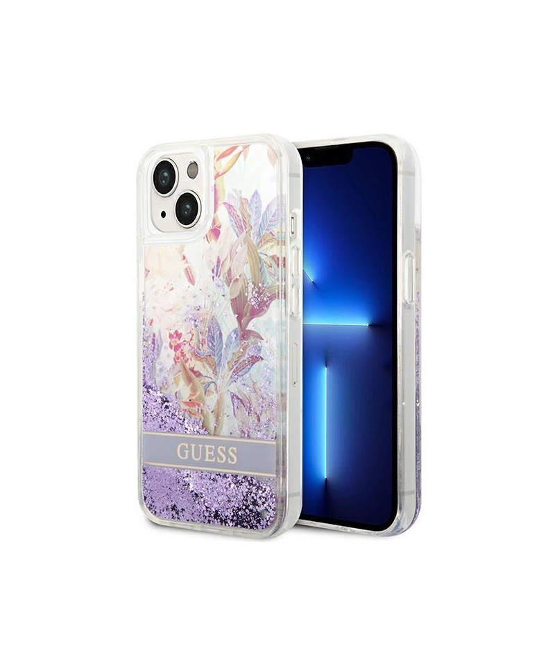 Guess GUHCP14MLFLSU iPhone 14 Plus 6.7 "violet / purple hardcase Flower Liquid Glitter