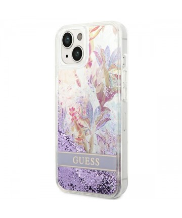 Guess GUHCP14MLFLSU iPhone 14 Plus 6.7 "violet / purple hardcase Flower Liquid Glitter